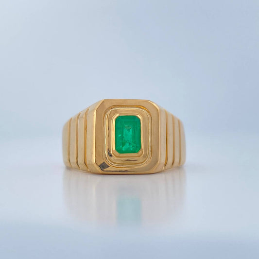Anillo Sello Esmeralda 5.2gr / T9 3/4 / Oro Amarillo 18K &