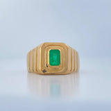 Anillo Sello Esmeralda 5.2gr / T9 3/4 / Oro Amarillo 18K &