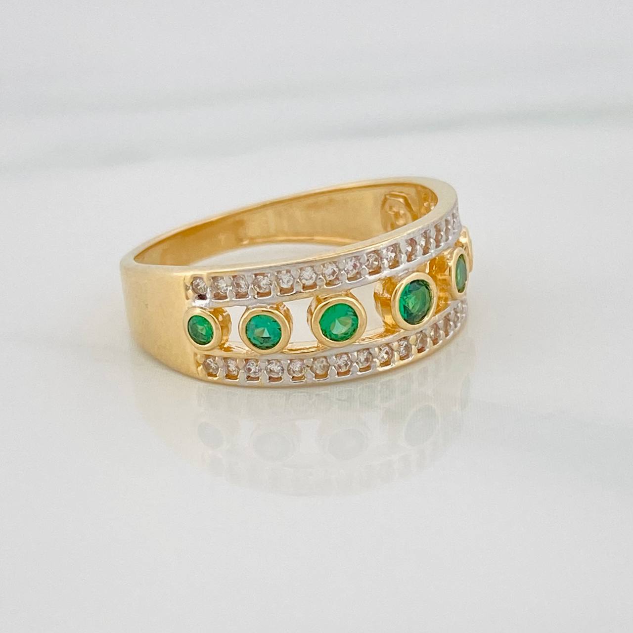 Anillo Cintillo 3.8g / T7 Dos Oros Amarillo Blanco 18K