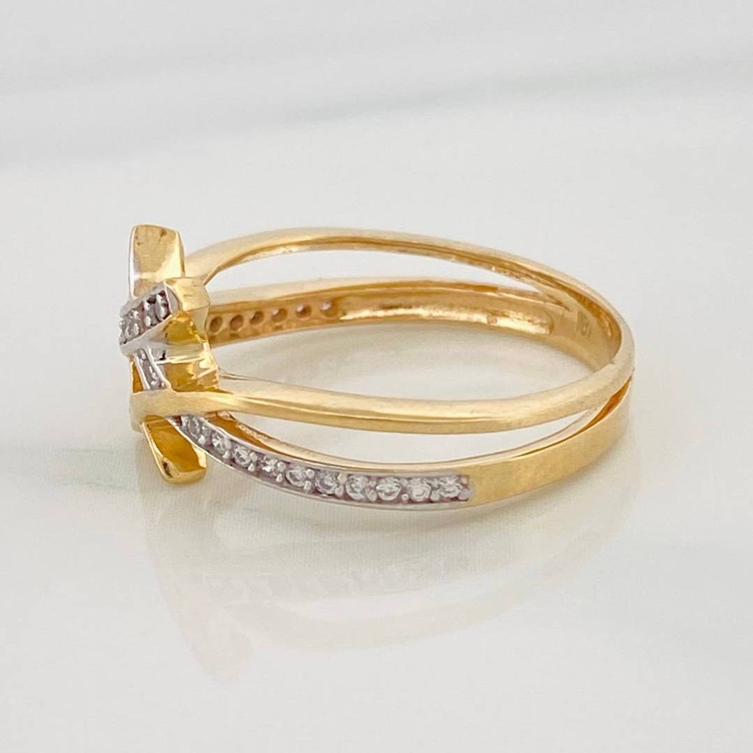 Anillo Cruz 2.95g / T6 1/4 Dos Oros Amarillo Blanco 18K