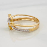 Anillo Cruz 2.95g / T6 1/4 Dos Oros Amarillo Blanco 18K