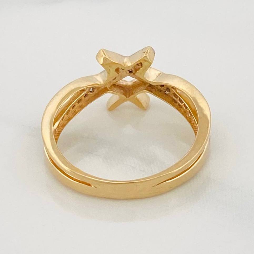Anillo Cruz 2.95g / T6 1/4 Dos Oros Amarillo Blanco 18K