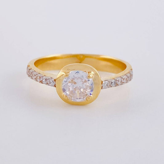 Anillo Halo Liso Oblicuo 3.5 g / T7 1/4 Oro Amarillo 18K