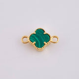 Herraje Trebol Malaquita Verde 0.45 g / 1/2 in Oro Amarillo 18K