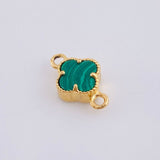 Herraje Trebol Malaquita Verde 0.45 g / 1/2 in Oro Amarillo 18K