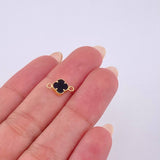 Charm Clover Black Onyx 0.55 g / 1/2 in Yellow Gold 18K