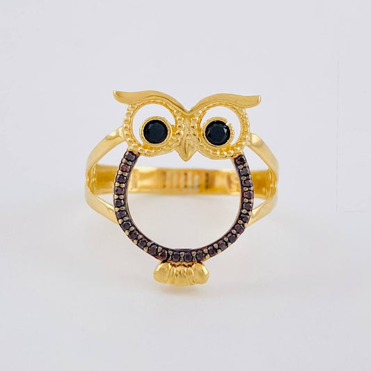 Owl Silhouette Ring 3.6 g / T7 3/4 18K Yellow Gold