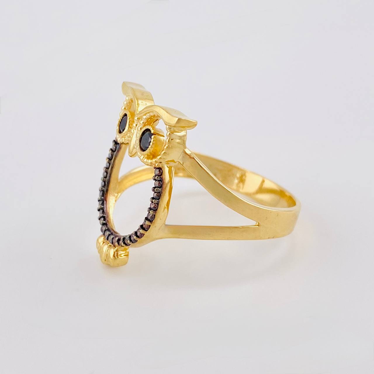 Owl Silhouette Ring 3.6 g / T7 3/4 18K Yellow Gold