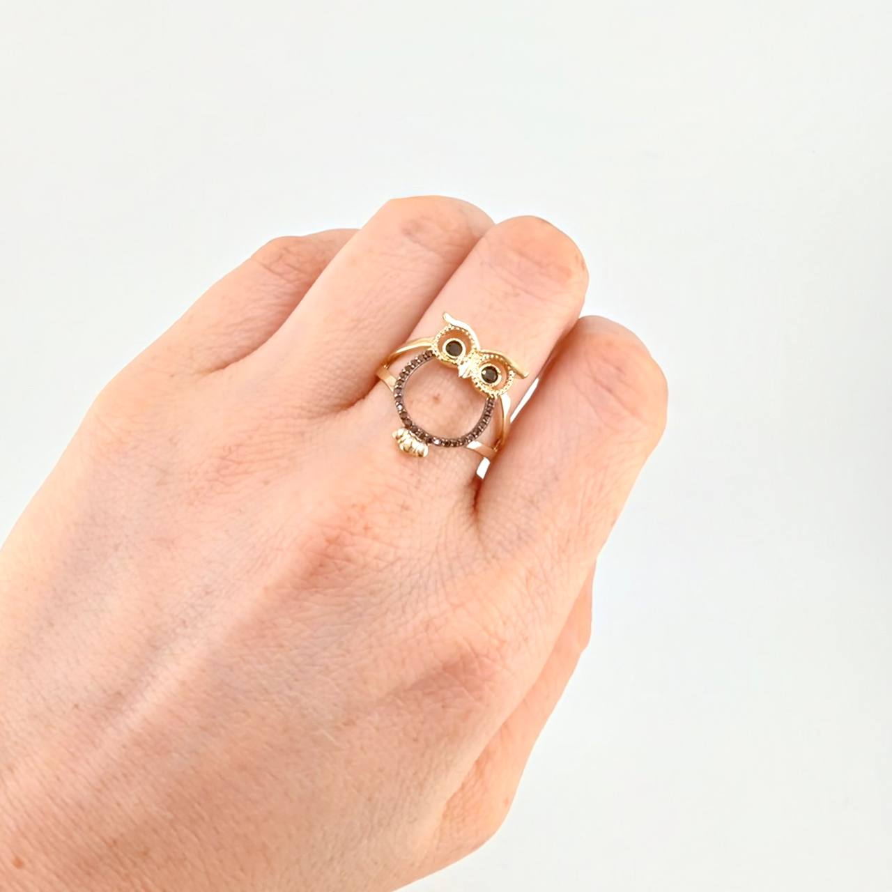 Owl Silhouette Ring 3.6 g / T7 3/4 18K Yellow Gold