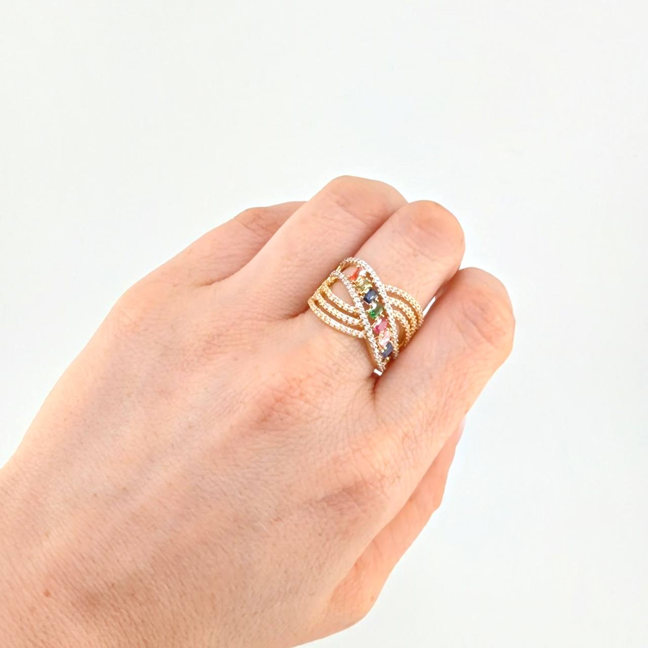 Perpendicular Waves Ring 7.05 g / T7 1/2 Yellow Gold 18K