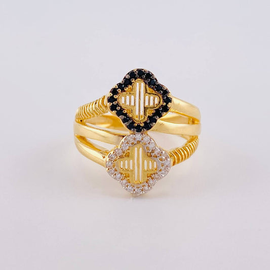 Clover Ring Partially Braided 4.65 g / T6 1/4 Two Yellow White Gold 18K