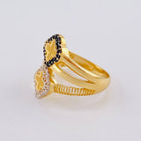 Anillo Trebol Basteado Parcial 4.65 g / T6 1/4 Dos Oros Amarillo Blanco 18K