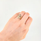 Anillo Trebol Basteado Parcial 4.65 g / T6 1/4 Dos Oros Amarillo Blanco 18K