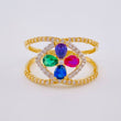 Anillo Flor Puntas Cruzadas 3.2 g / T6 1/2 Dos Oros Amarillo Blanco 18K