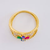 Anillo Flor Puntas Cruzadas 3.2 g / T6 1/2 Dos Oros Amarillo Blanco 18K