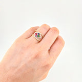 Anillo Flor Puntas Cruzadas 3.2 g / T6 1/2 Dos Oros Amarillo Blanco 18K