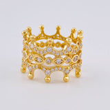 Reflective Eyes Crown Ring 7.3 g / T6 1/2 18K Yellow Gold