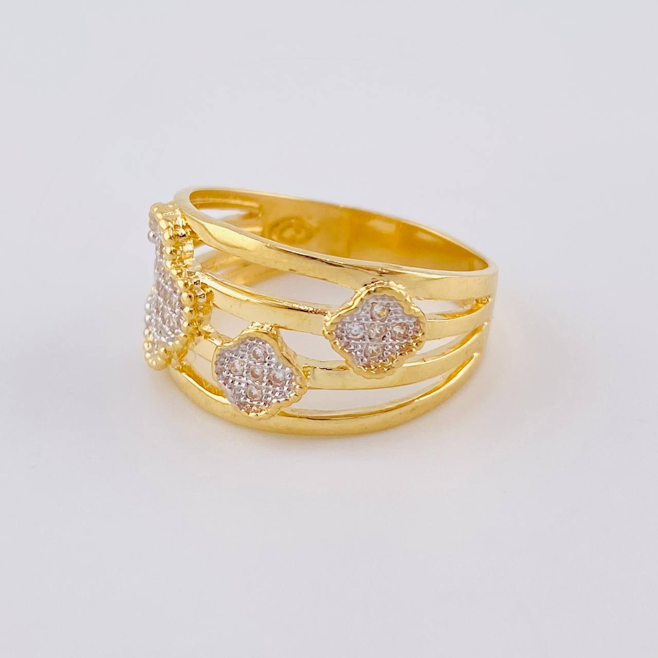 Pathway Clover Ring 4.25 g / T6 3/4 Two-Tone Yellow White Gold 18K