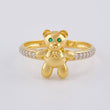 Bow Tie Bear Ring 2.4 g / T6 1/2 Two-Tone Yellow White Gold 18K