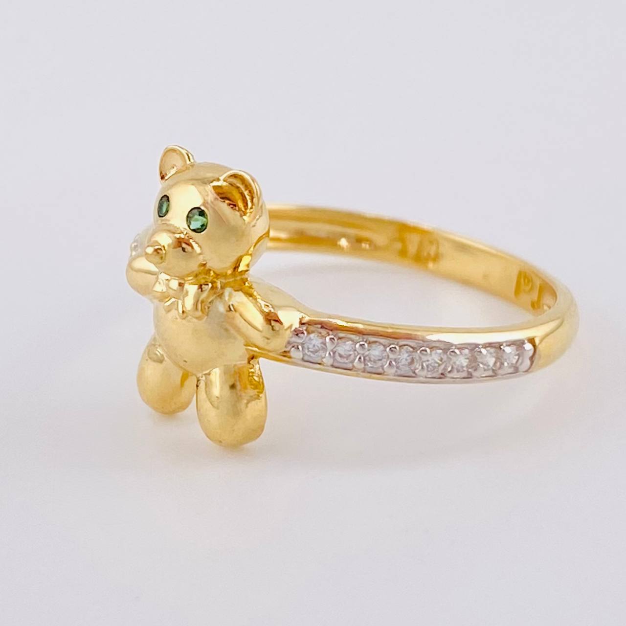 Bow Tie Bear Ring 2.4 g / T6 1/2 Two-Tone Yellow White Gold 18K