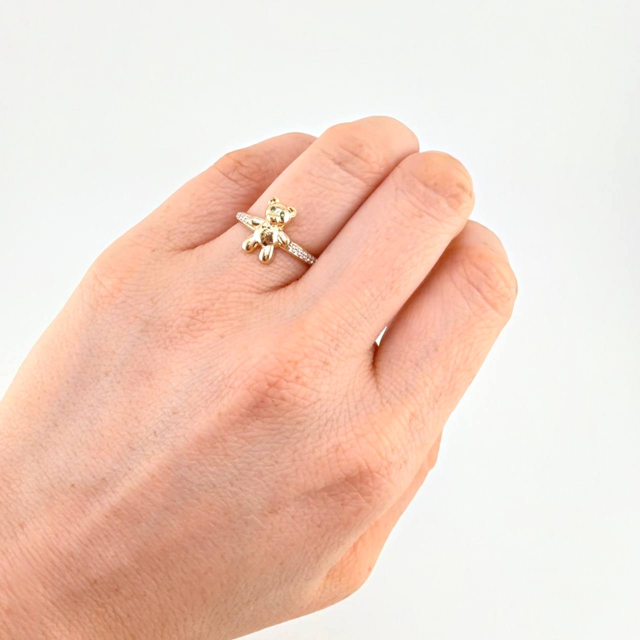 Bow Tie Bear Ring 2.4 g / T6 1/2 Two-Tone Yellow White Gold 18K