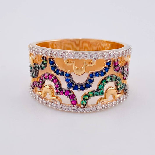 Floral Waves Ring 5.45 g / T7 1/4 Two-Tone White and Rose Gold 18K