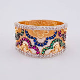 Floral Waves Ring 5.45 g / T7 1/4 Two-Tone White and Rose Gold 18K