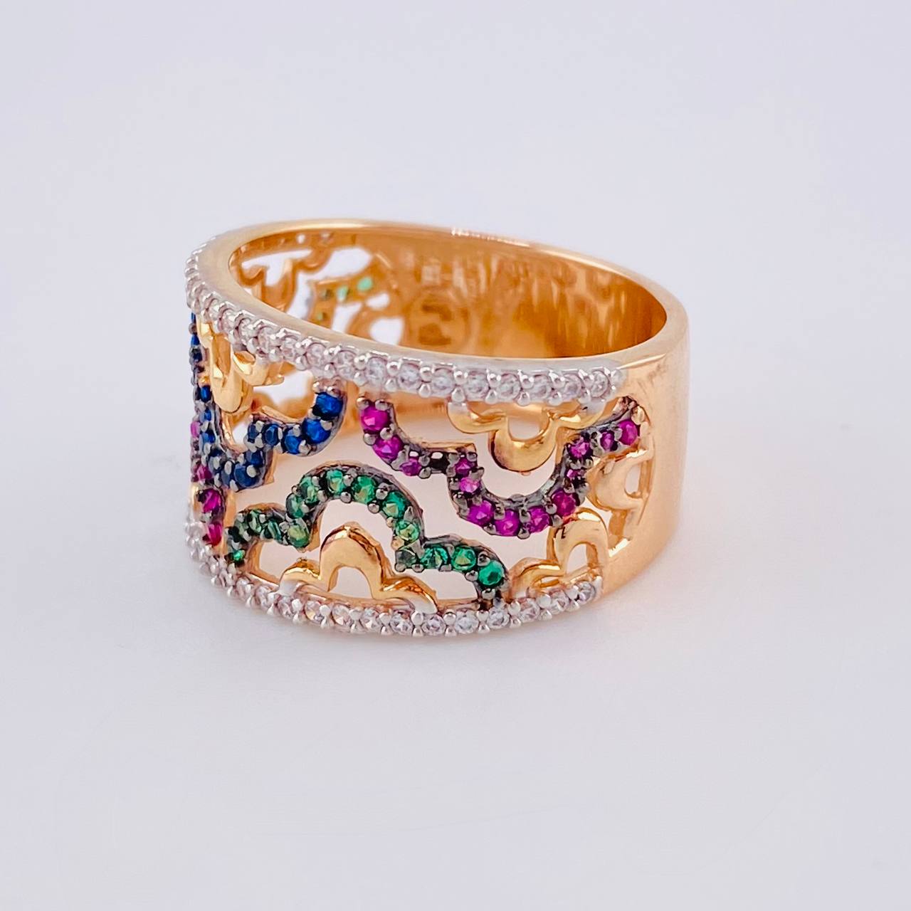 Floral Waves Ring 5.45 g / T7 1/4 Two-Tone White and Rose Gold 18K