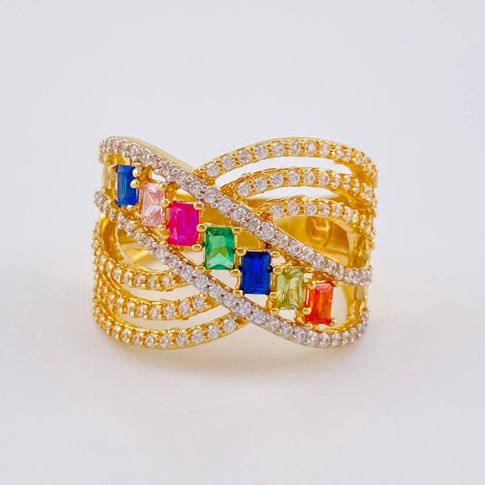 Perpendicular Waves Ring 7.05 g / T7 1/2 Yellow Gold 18K