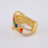 Perpendicular Waves Ring 7.05 g / T7 1/2 Yellow Gold 18K