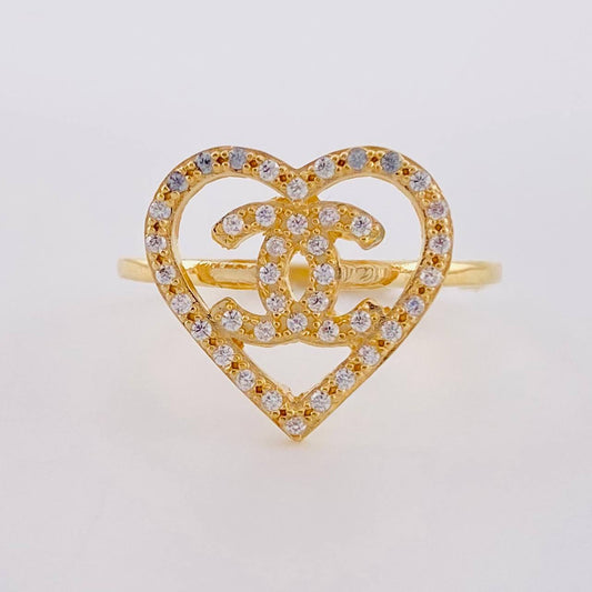 Heart Wave Cross Ring 2.6 g / T7 1/4 18K Yellow Gold