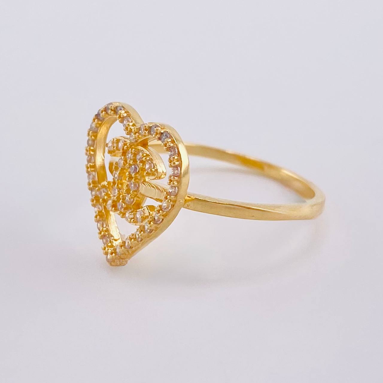 Heart Wave Cross Ring 2.6 g / T7 1/4 18K Yellow Gold