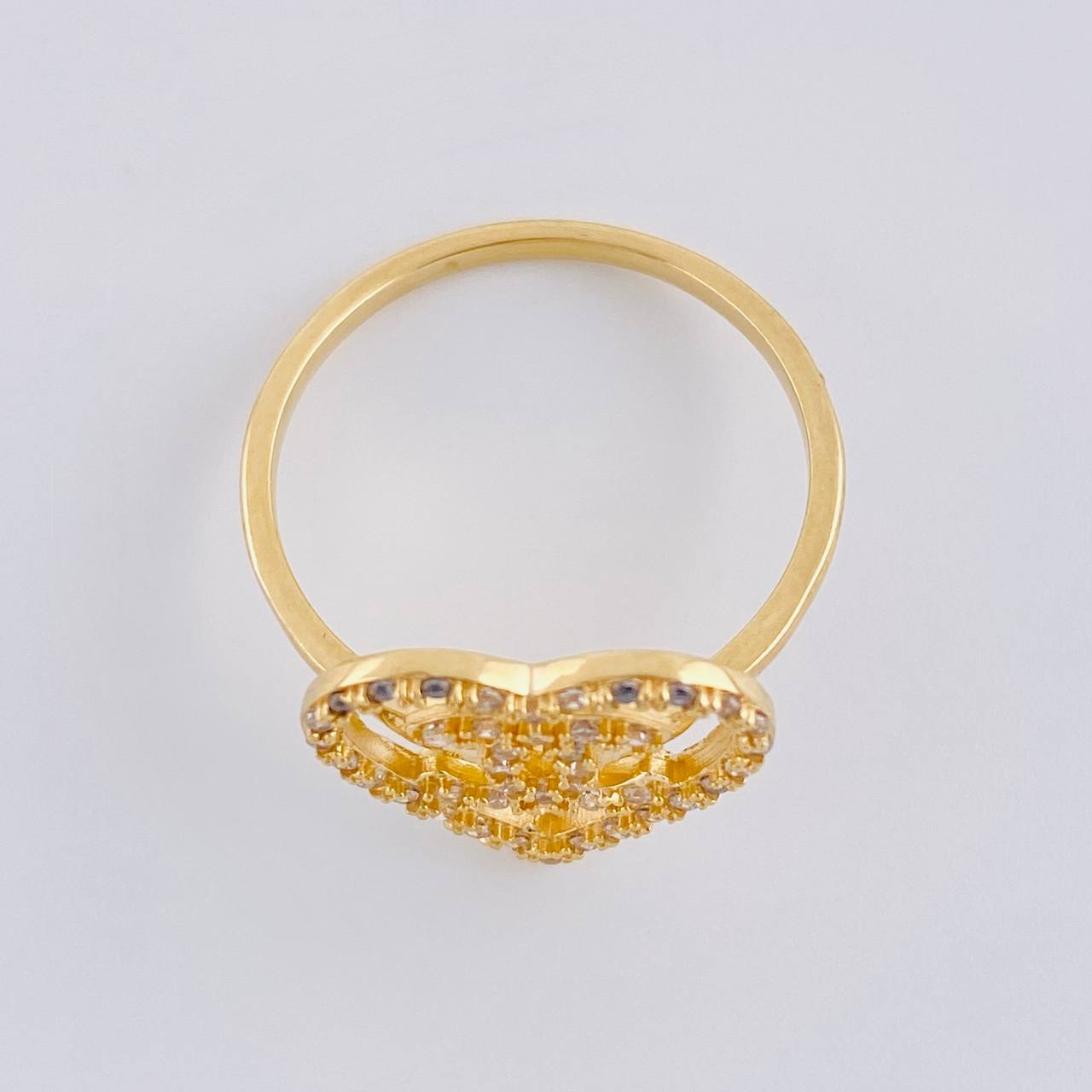 Heart Wave Cross Ring 2.6 g / T7 1/4 18K Yellow Gold