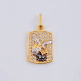 Dije Placa San Miguel 2.1 g / 1 in Dos Oros Amarillo Blanco 18K