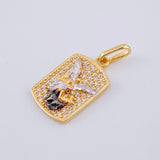 Dije Placa San Miguel 2.1 g / 1 in Dos Oros Amarillo Blanco 18K