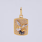 Dije Placa San Miguel 2.1 g / 1 in Dos Oros Amarillo Blanco 18K