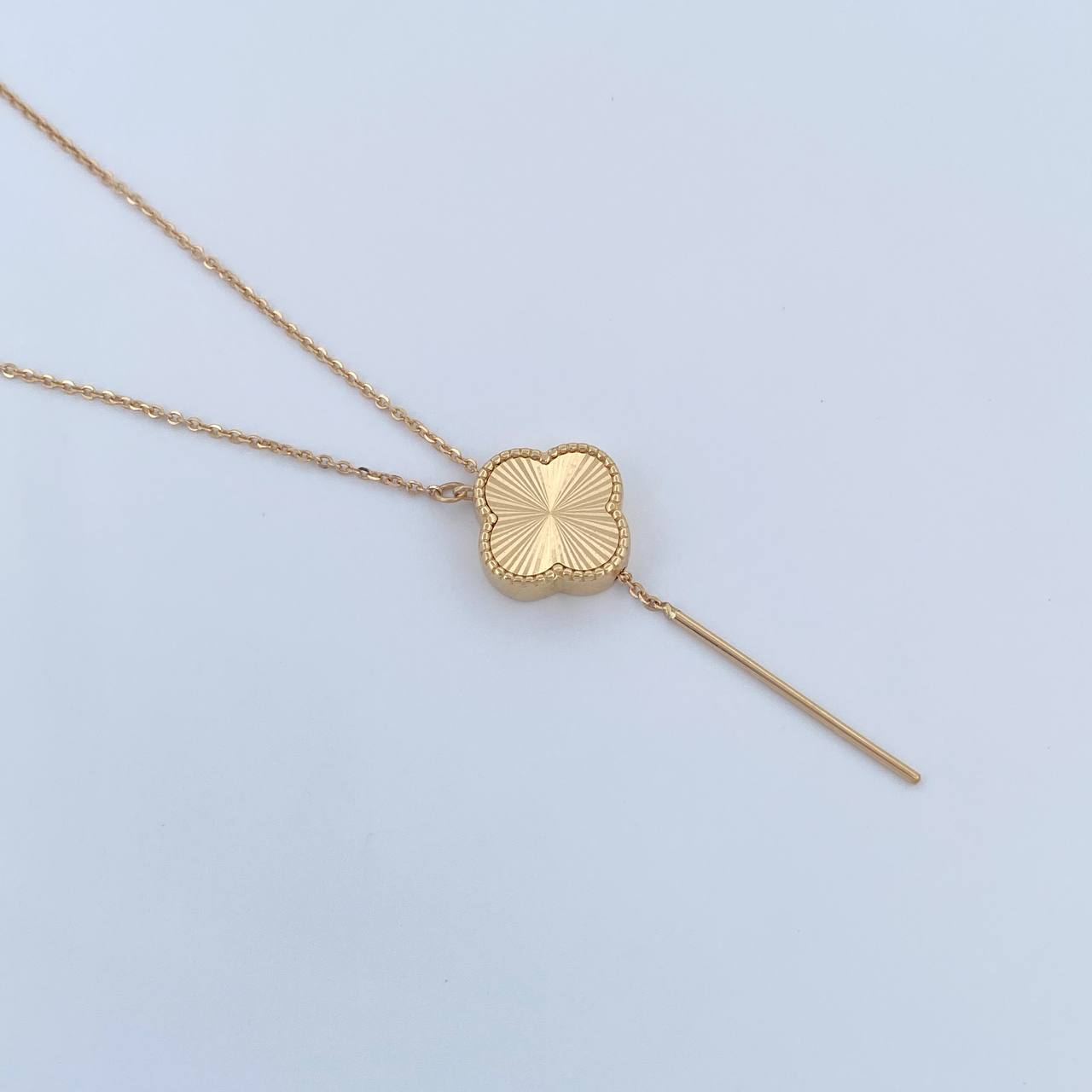 Cadena Aro Seguido Trebol  Diamantado 5.3gr / 60cm / 1mm Graduable Oro Amarillo +3 18K &