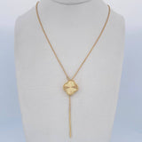 Cadena Aro Seguido Trebol  Diamantado 5.3gr / 60cm / 1mm Graduable Oro Amarillo +3 18K &