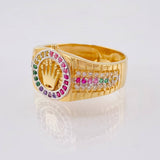 Anillo Cinturon Corona Arco Iris 5.2gr / T9 / Dos Oros Amarillo Blanco 18K ©