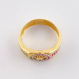 Anillo Cinturon Corona Arco Iris 5.2gr / T9 / Dos Oros Amarillo Blanco 18K ©