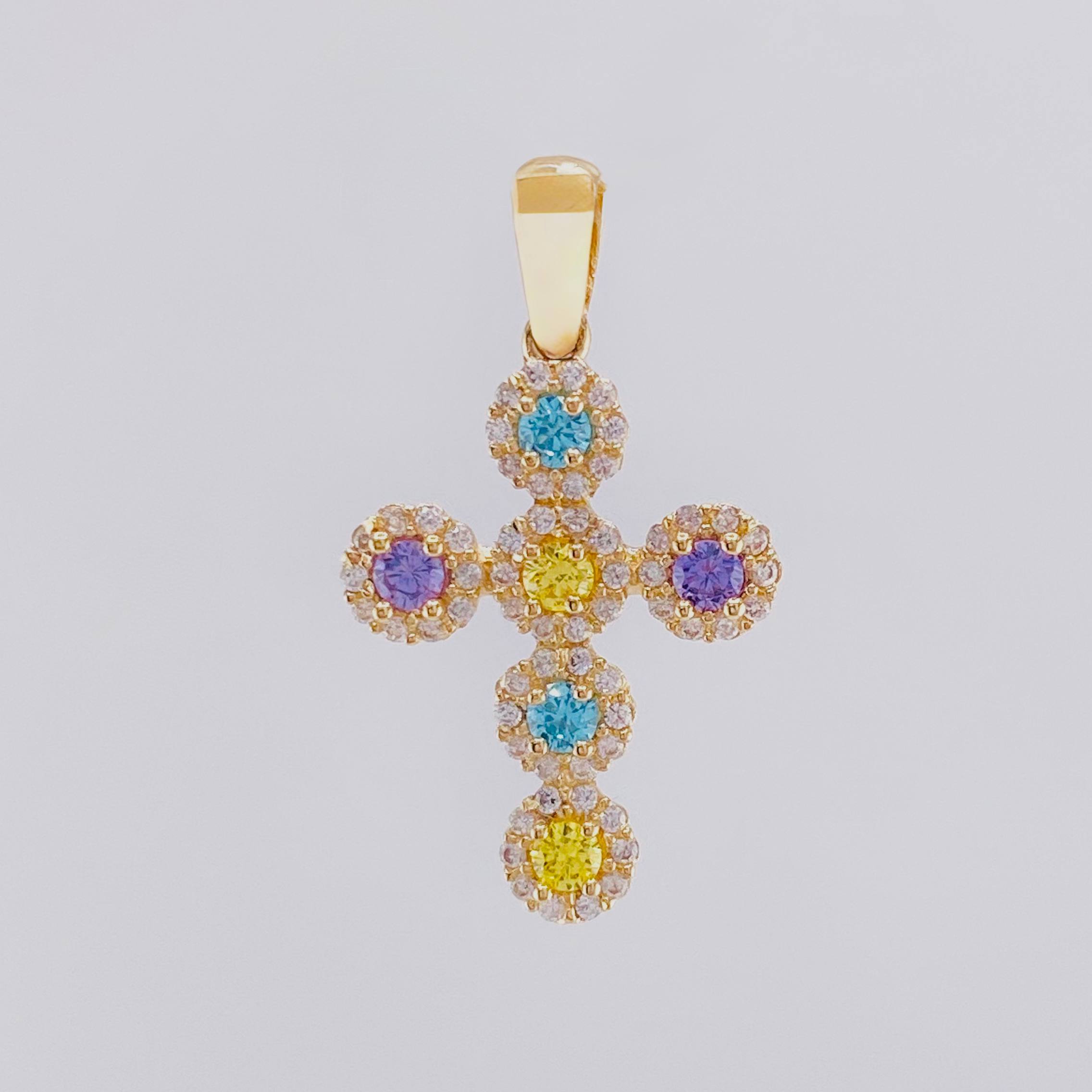 Dije Cruz Tupida 2.2gr / 1 in / Oro Amarillo 18K *