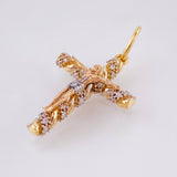 Christ Brioche Cross Pendant 1.95gr / 1 1/4 in / Three Golds 18K