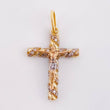 Christ Brioche Cross Pendant 1.95gr / 1 1/4 in / Three Golds 18K