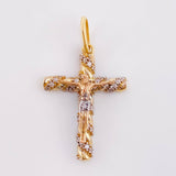 Christ Brioche Cross Pendant 1.95gr / 1 1/4 in / Three Golds 18K