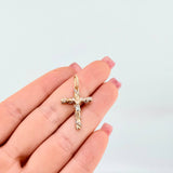 Christ Brioche Cross Pendant 1.95gr / 1 1/4 in / Three Golds 18K