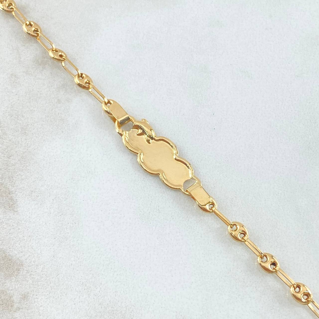 Pulso Bebé GC Placa Nube Bordeada Delfin 2.1gr / 13cm-3.2cm / Oro Amarillo 18K ©