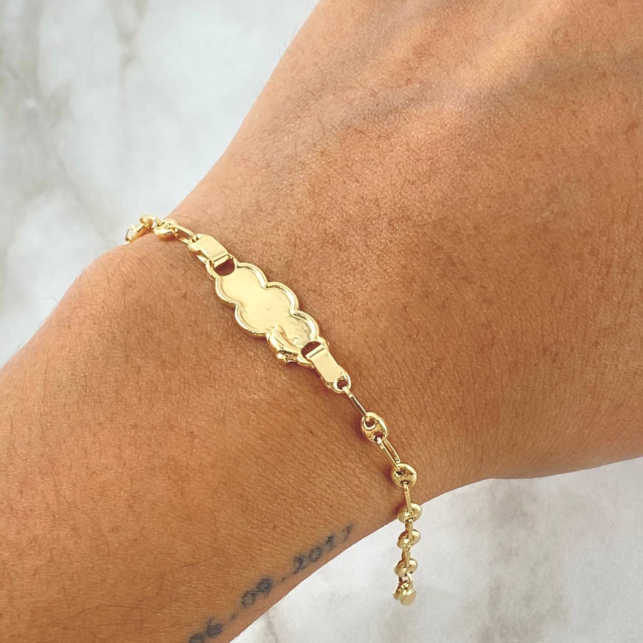 Bracelet Baby GC Cloud Embroidered Dolphin 2.1gr / 3.2cm-14cm / 18K Yellow Gold