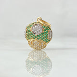 Pendant Animated Mushroom 2.2gr / 2.2cm / White Green Zircons 18K Yellow Gold ©