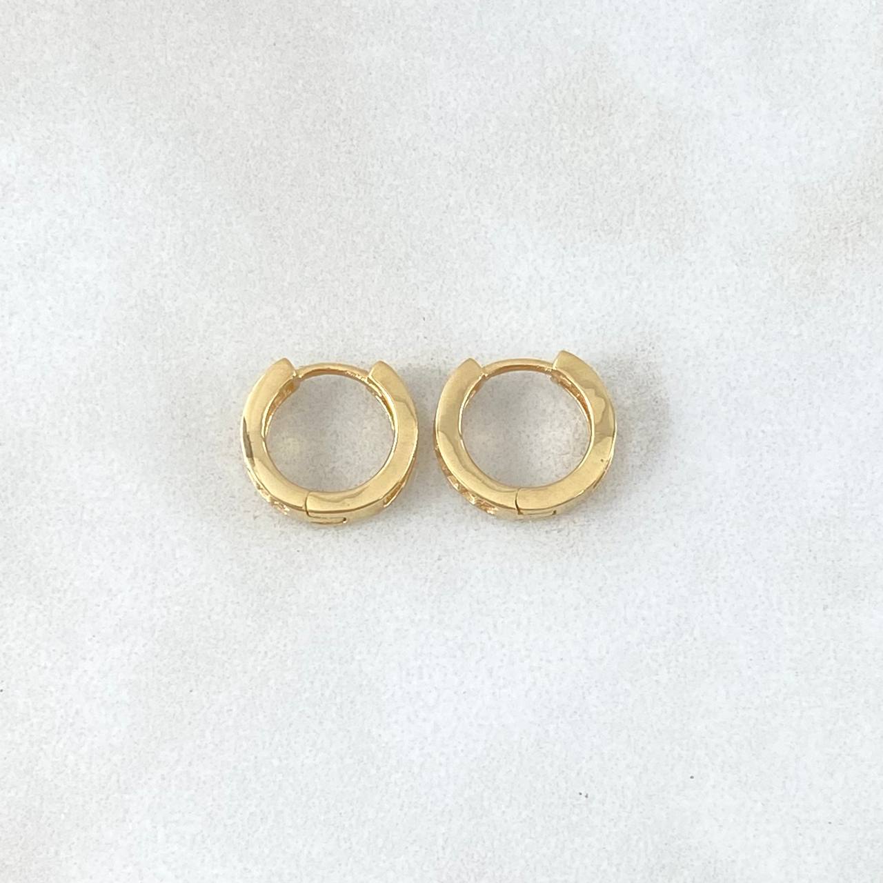 Candongas Doble Carril 2.15gr / 1.1cm / Circones Blancos Oro Amarillo 18K