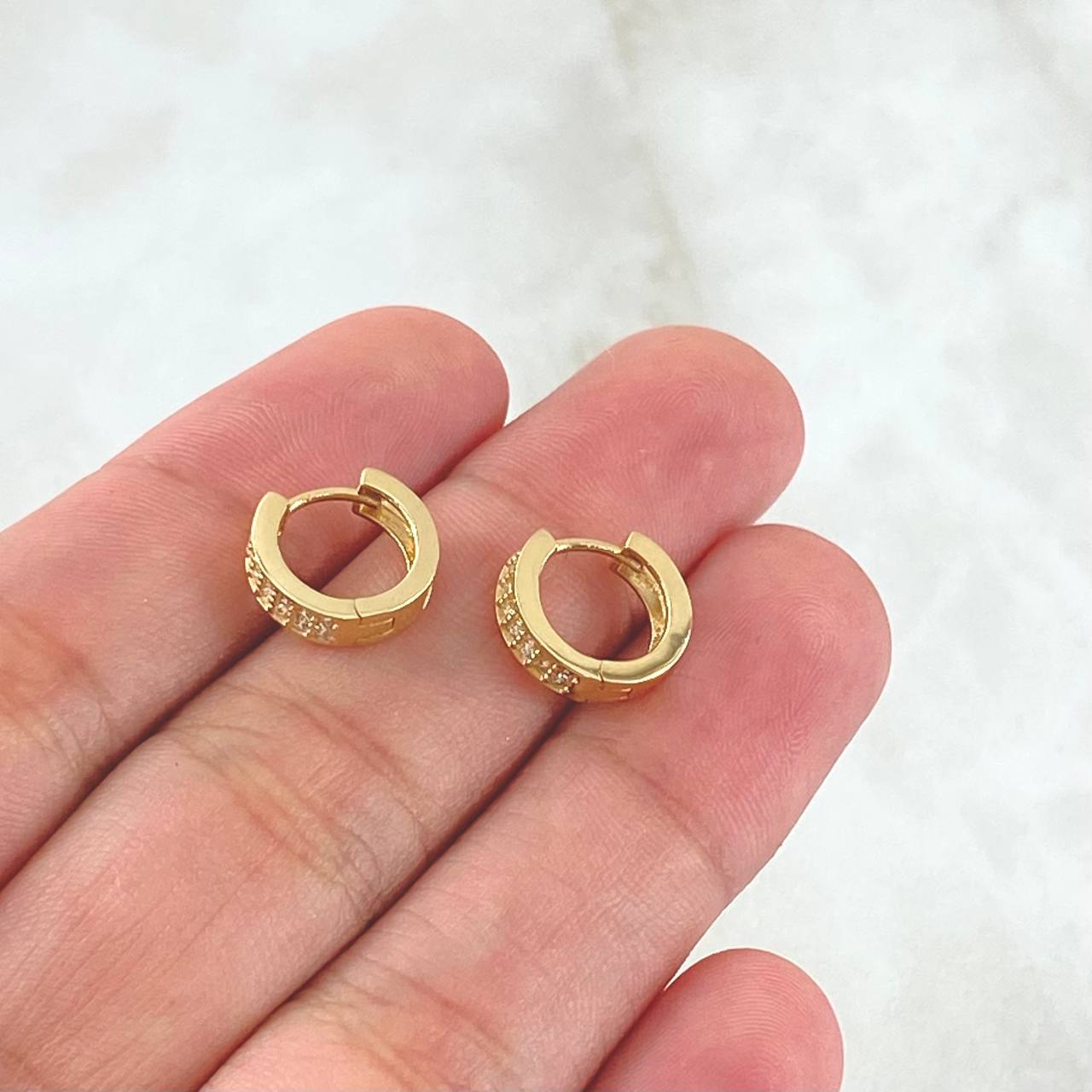 Double Track Hoop Earrings 2gr / 0.5in / 18K Gold
